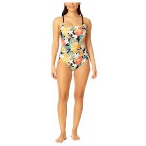 NWT Hurley Women's One Piece Cross Back Swimsuit Cayman Palms Size XL $65 4HLA4
